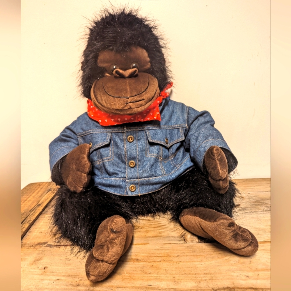 Vintage Dandee Gorilla in Jean Jacket and bandana